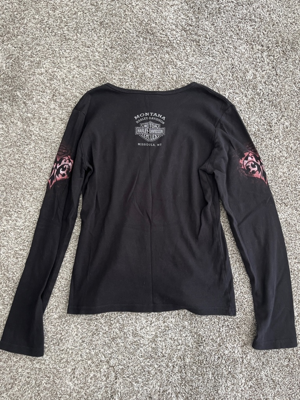 Harley-Davidson Y2K Black and Pink Long Sleeve Shirt - Picture 3 of 3